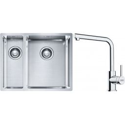 Franke Box BXX 260/160-34-16 zlewozmywak 56x45 cm stalowy z baterią kuchenną Lina chrom (1270369916, 1150712420)
