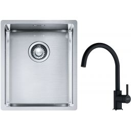 Franke Box BXX 210/110-34 zlewozmywak 38x45 cm stalowy z baterią kuchenną Lina onyx (1270453653, 1150626020)