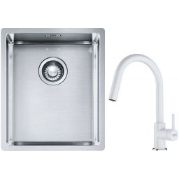 Franke Box BXX 210/110-34 zlewozmywak 38x45 cm stalowy z baterią kuchenną Lina biały polarny (1270453653, 1150626081)