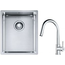 Franke Box BXX 210/110-34 zlewozmywak 38x45 cm stalowy z baterią kuchenną Lina chrom (1270453653, 1150693229)