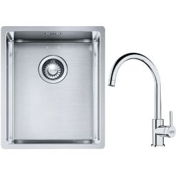 Franke Box BXX 210/110-34 zlewozmywak 38x45 cm stalowy z baterią kuchenną Lina chrom (1270453653, 1150693228)