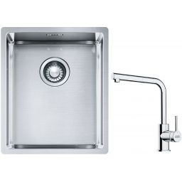 Franke Box BXX 210/110-34 zlewozmywak 38x45 cm stalowy z baterią kuchenną Lina chrom (1270453653, 1150712420)