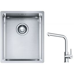 Franke Box BXX 210/110-34 zlewozmywak 38x45 cm stalowy z baterią kuchenną Lina chrom (1270453653, 1150693230)