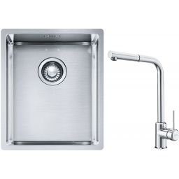Franke Box BXX 210/110-34 zlewozmywak 38x45 cm stalowy z baterią kuchenną Sirius Side chrom (1270453653, 1150668280)