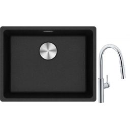 Franke Maris MRG 110-52 zlewozmywak 52x40 cm Fragranite onyx z baterią kuchenną Pescara L Slide-In chrom (1250687253, 1150538940)