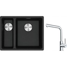 Franke Maris MRG 160-34-15 zlewozmywak 55x43 cm Fragranite onyx z baterią kuchenną Lina chrom (1250687269, 1150693230)