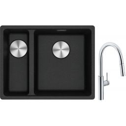 Franke Maris MRG 160-34-15 zlewozmywak 55x43 cm Fragranite onyx z baterią kuchenną Pescara L Slide-In chrom (1250687269, 1150538940)