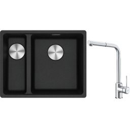 Franke Maris MRG 160-34-15 zlewozmywak 55x43 cm Fragranite onyx z baterią kuchenną Sirius Side chrom (1250687269, 1150668280)