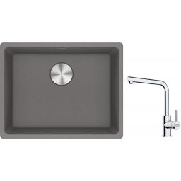 Franke Maris MRG 110-52 zlewozmywak 55x43 cm Fragranite kamienny szary z baterią kuchenną Lina chrom (1250687254, 1150712420)