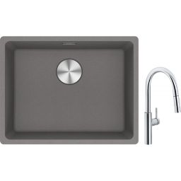 Franke Maris MRG 110-52 zlewozmywak 55x43 cm Fragranite kamienny szary z baterią kuchenną Pescara L Slide-In chrom (1250687254, 1150538940)