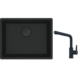 Franke Maris MRG 110-52 zlewozmywak 52x40 cm Fragranite czarny mat z baterią kuchenną Urban czarny mat (1250697759, 1150627523)