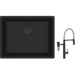Franke Maris MRG 110-52 zlewozmywak 52x40 cm Fragranite czarny mat z baterią kuchenną Vital Semi-Pro czarny mat/stal (1250697759, 1200621313)