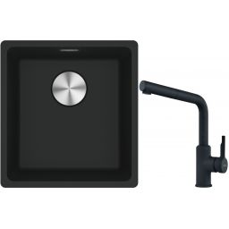 Franke Maris MRG 110-37 zlewozmywak 40x37 cm Fragranite z baterią kuchenną Urban czarny mat (1250687248, 1150627523)