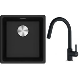 Franke Maris MRG 110-37 zlewozmywak 40x37 cm Fragranite z baterią kuchenną Lina onyx (1250687249, 1150626055)