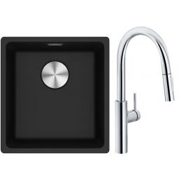 Franke Maris MRG 110-37 zlewozmywak 40x37 cm Fragranite onyx z baterią kuchenną Pescara L Slide-In chrom (1250687249, 1150538940)