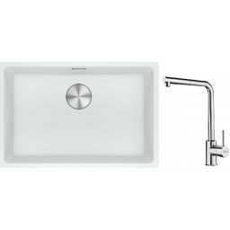 Franke Maris MRG 110-62 zlewozmywak 62x40 cm Fragranite biały polarny z baterią kuchenną Sirius Side chrom (1250687259, 1150668280)