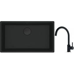 Franke Maris MRG 110-72 zlewozmywak 72x40 cm Fragranite czarny mat z baterią kuchenną Lina onyx (1250697757, 1150626020)