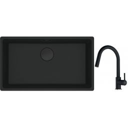 Franke Maris MRG 110-72 zlewozmywak 72x40 cm Fragranite czarny mat z baterią kuchenną Lina onyx (1250697757, 1150626055)