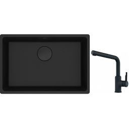 Franke Maris MRG 110-62 zlewozmywak 62x40 cm Fragranite czarny mat z baterią kuchenną Urban czarny mat (1250697758, 1150627523)