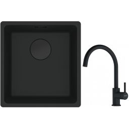 Franke Maris MRG 110-37 zlewozmywak 40x37 cm Fragranit + czarny mat z baterią kuchenną Lina czarny mat (1250697760, 1150626019)