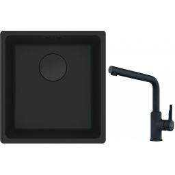 Franke Maris MRG 110-37 zlewozmywak 40x37 cm Fragranit + czarny mat z baterią kuchenną Urban czarny mat (1250697760, 1150627523)