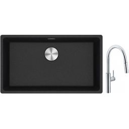 Franke Maris MRG 110-72 zlewozmywak 72x40 cm Fragranite onyx z baterią kuchenną Pescara L Slide-In chrom (1250687261, 1150538940)