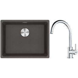 Franke Maris MRG 110-52 zlewozmywak granitowy 55,3x43,3 cm łupkowy szary z baterią kuchenną Lina chrom (1250716375, 1150693228)