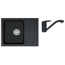 Zestaw Franke Orion zlewozmywak granitowy 62x50 cm z baterią kuchenną Princess II onyx (1140286441, 1150470661)