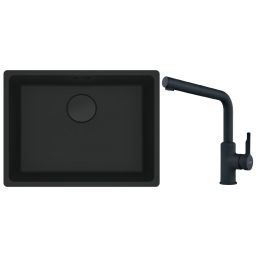 Zestaw Franke Maris zlewozmywak granitowy 52x40 cm z baterią kuchenną Urban Pull-Out czarny mat (1250697759, 1150627523)