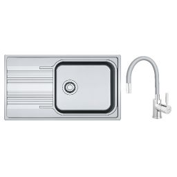 Zestaw Franke Smart  zlewozmywak stalowy 86x50 cm z baterią kuchenną Zumba  len/chrom-szary (1010368324, BZA4S)