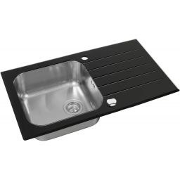 Alveus Vitro 20 zlewozmywak szklano-stalowy 78x43,5 cm satyna/szkło czarne 1114558
