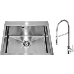 Zestaw Alveus Concept 10 zlewozmywak stalowy 54x48 cm z baterią kuchenną Oltens Duf satyna/chrom (1124382, 35203100)