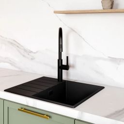 Globalo Design Virella zlewozmywak granitowy 62x50 cm czarny VIRELLA_45_1_BLACK_BL