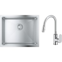 Zestaw Grohe K700 zlewozmywak 50x40 cm z baterią kuchenną Oltens Lista stal szlachetna/chrom (35202100, 31574SD1)