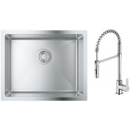 Zestaw Grohe K700 zlewozmywak 50x40 cm z baterią kuchenną Oltens Duf stal szlachetna/chrom (35203100, 31574SD1)
