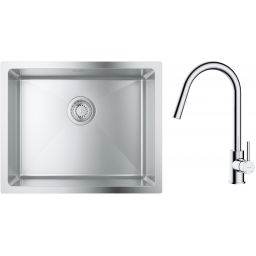 Zestaw Grohe K700 zlewozmywak 50x40 cm z baterią kuchenną Oltens Litla stal szlachetna/chrom (35204100, 31574SD1)