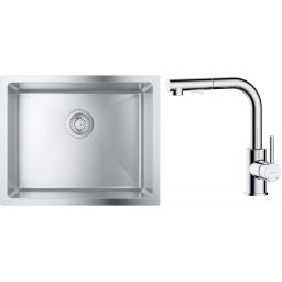 Zestaw Grohe K700 zlewozmywak 50x40 cm z baterią kuchenną Oltens Myvat stal szlachetna/chrom (35205100, 31574SD1)