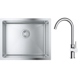 Zestaw Grohe K700 zlewozmywak 50x40 cm z baterią kuchenną Oltens Skafta stal szlachetna/chrom (35206100, 31574SD1)