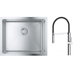 Zestaw Grohe K700 zlewozmywak 50x40 cm z baterią kuchenną Oltens Borga stal szlachetna/chrom (35207100, 31574SD1)