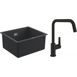 Zestaw Grohe K700 zlewozmywak granitowy 45,7x40,6 cm z baterią kuchenną Start (31653AP0, 304702430)
