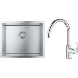 Zestaw Grohe K700 zlewozmywak stalowy 55x45 cm z baterią kuchenną Bauloop (31726SD0, 31368001)