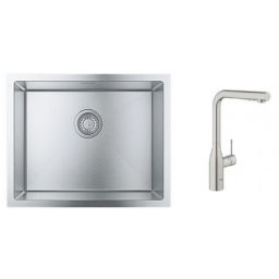 Zestaw Grohe K700 zlewozmywak stalowy z baterią kuchenną Essence stal (31726SD0, 30270DC0)