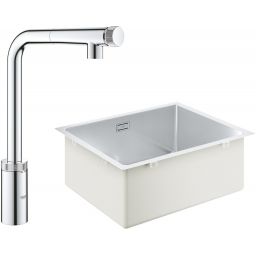 Zestaw Grohe K700 zlewozmywak stalowy 50x40 cm z baterią Minta SmartControl chrom (31574SD1, 31613000)