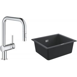 Zestaw Grohe K700 zlewozmywak 53,3x45,7 cm z baterią kuchenną Minta chrom (31654AP0, 32322002)
