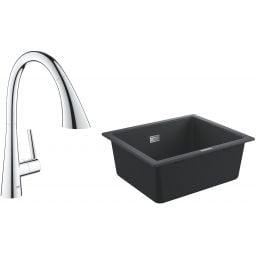 Zestaw Grohe K700 zlewozmywak 53,3x45,7 cm z baterią kuchenną Zedra chrom (31654AP0, 32294002)