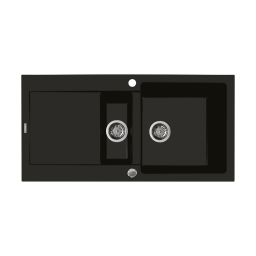 Oltens Gravan zlewozmywak granitowy 1,5-komorowy z ociekaczem 100x50 cm czarny mat 72300300