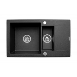 Pyramis Korfu 1 1/2B 1D zlewozmywak 78x46 cm Pyragranit czarny 070061501