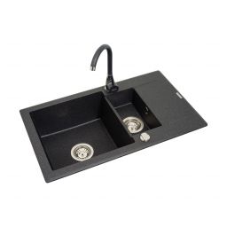 Pyramis Korfu 1 1/2B 1D zlewozmywak 78x46 cm Pyragranit czarny 070061501