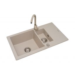 Pyramis Korfu 1 1/2B 1D zlewozmywak 78x46 cm Pyragranit beż piaskowy 070061601