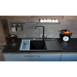 Pyramis Camea zlewozmywak granitowy 79x50 cm czarny 070168401